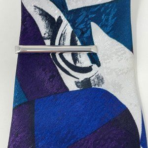 Vintage Silver Tone Solid Front Patterned Textured Back Tie Clip/Clasps